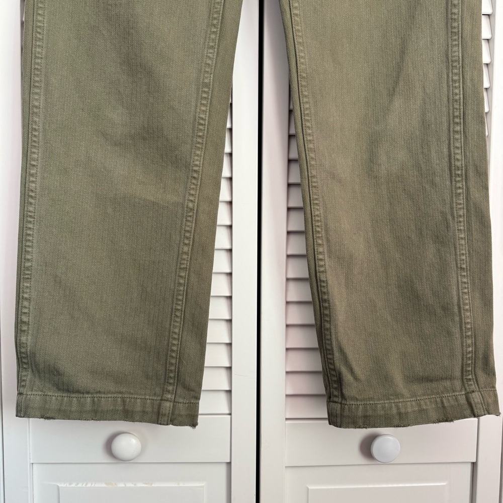 RE/DONE 50s Military Trouser Straight Leg Ankle Pants Olive Green Size 26 - Picture 4 of 10
